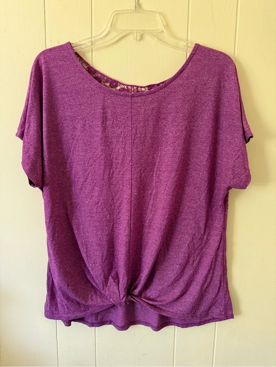 Apt. 9 Tops - Apt. 9 Heathered Purple Twist-Hem Short Sleeve Top